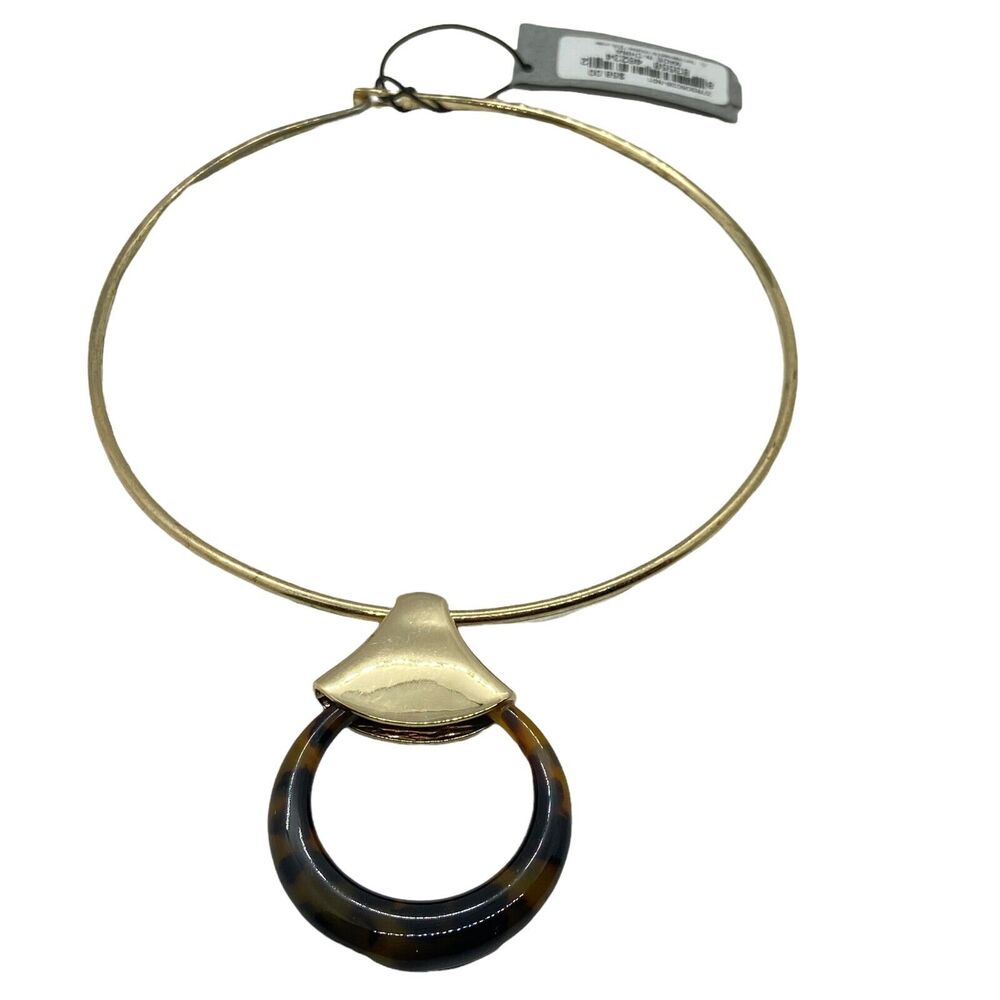 Statement Choker Necklace Robert Lee Morris Womens Brown Gold Tone Faux Shell